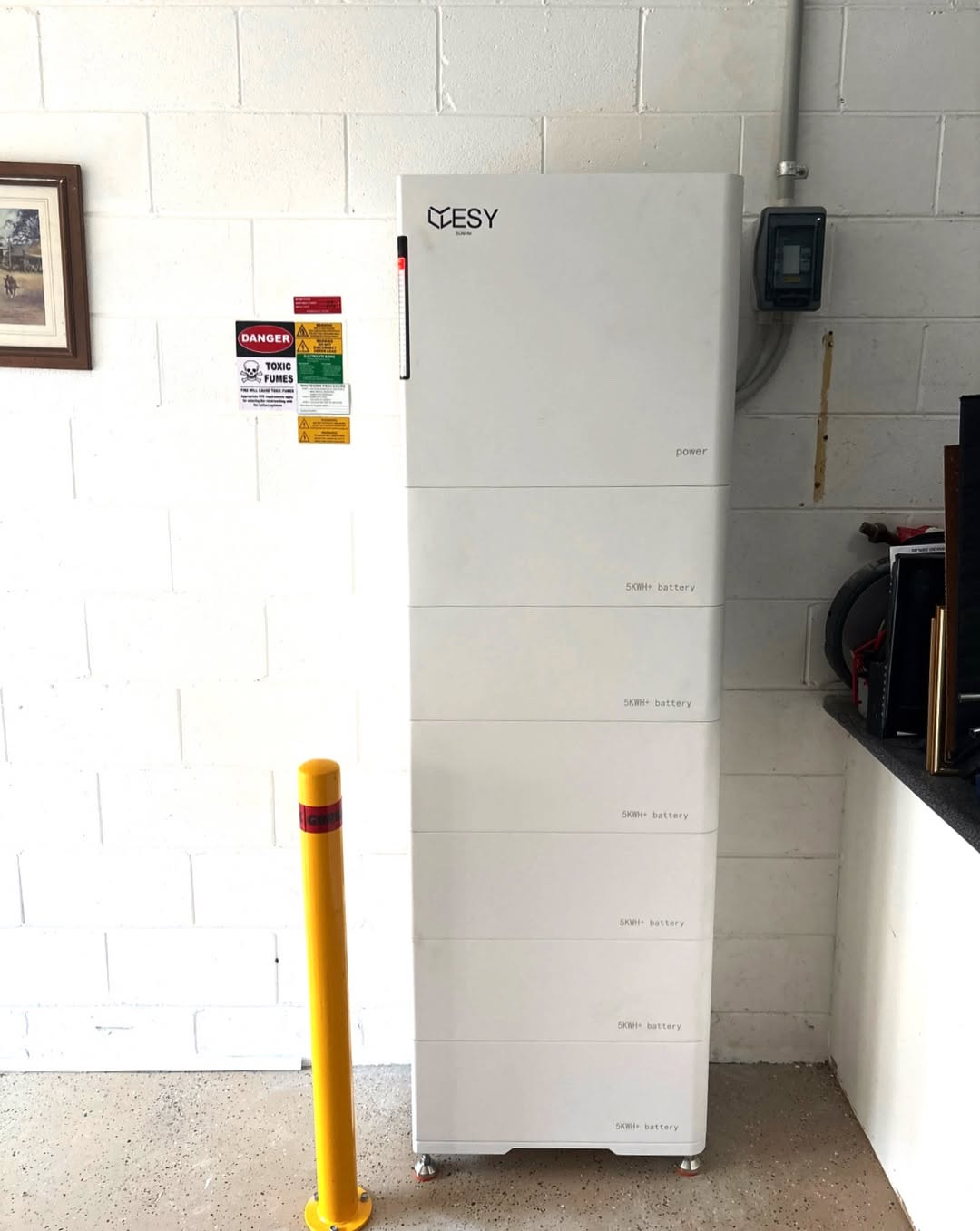 Stacked ESY home battery system installed in an NSW garage
